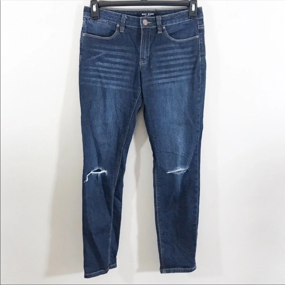 Max Jeans skimmer dark wash distressed skinny jean