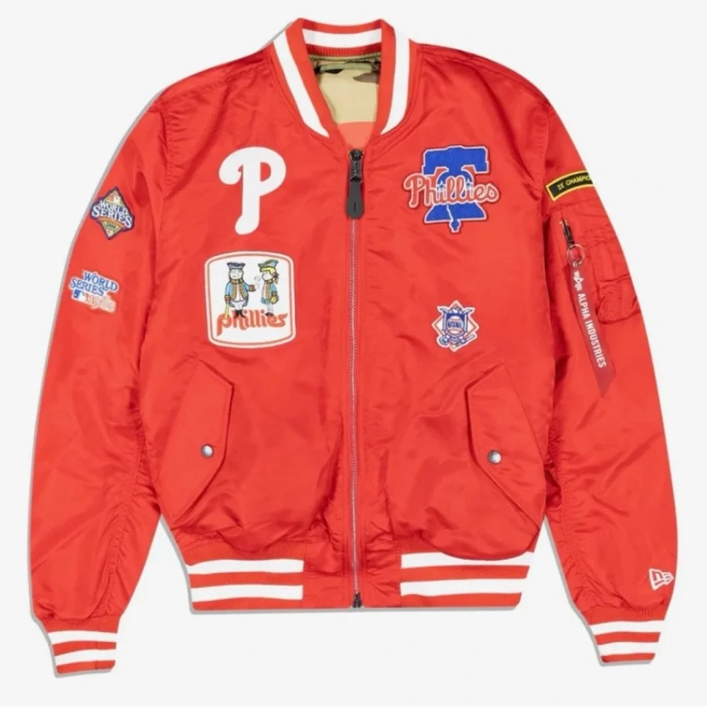 Alpha Industries X Philadelphia Phillies MA-1 Bomber Jacket Red Deadstock NWT
