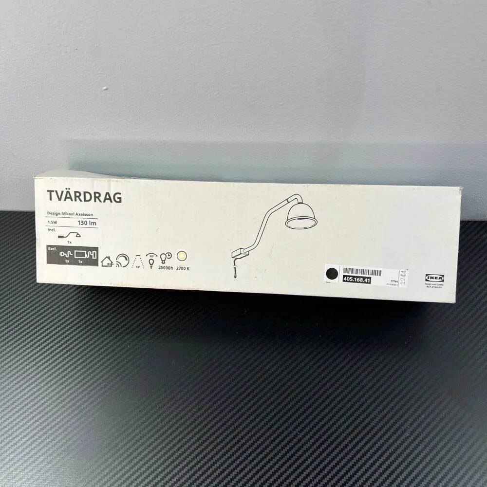 Ikea TVÄRDRAG Cabinet Lighting Led Lamp Steel Black NEW 405.168.41