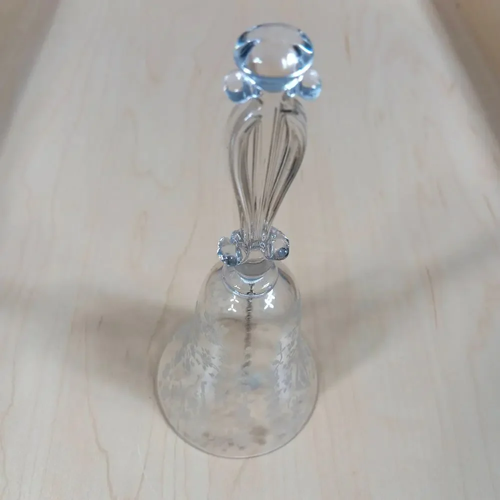 Vintage Navarre Crystal Bell by Fostoria Floral Embossed Clear 6