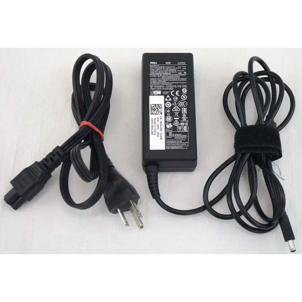 Dell 65W AC Adapter LA65NS2-01 | 19.5V, 3.34A, Genuine OEM Laptop Charger, Grd A