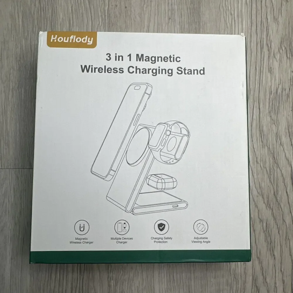 houflody 3 in 1 Foldable Magnetic Wireless Charging Station with PD —open box