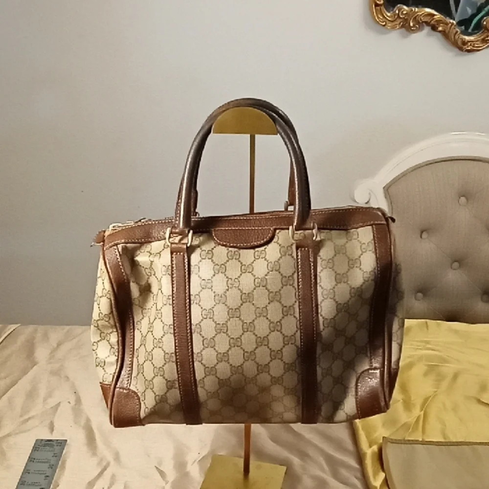 Vintage Gucci Coated Canvas Boston Bag