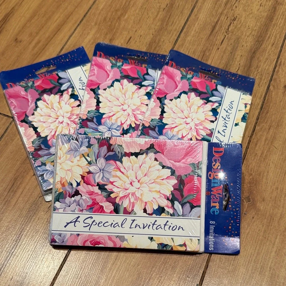 New Vintage 90’s Floral 'A Special Invitation' Invitation Cards. 4 packs of 8.