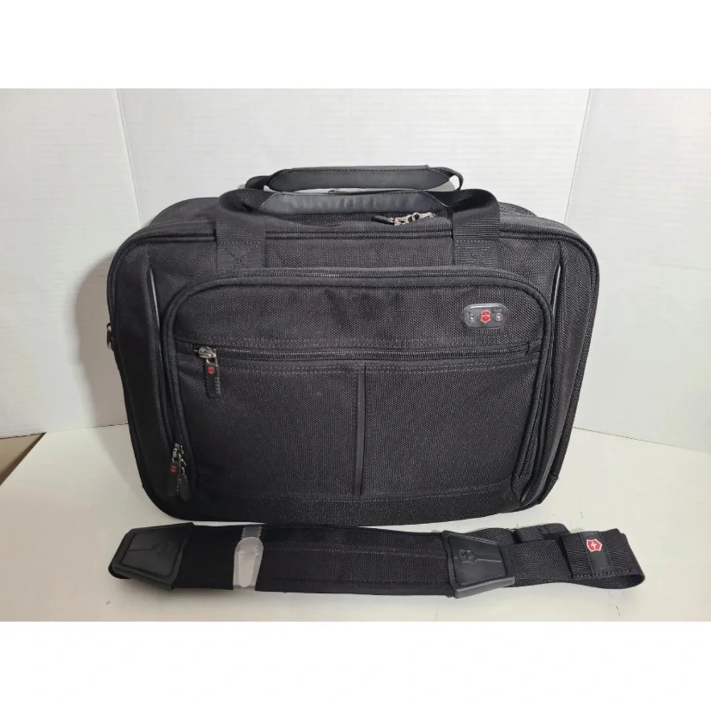 Victorinox Black Travel Laptop Briefcase with Shoulder Strap