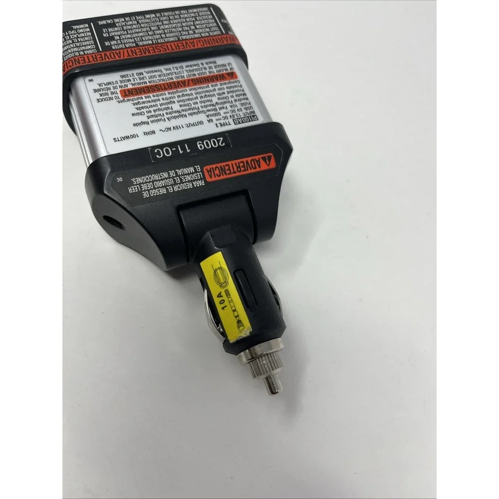 BLACK & DECKER 100 Watt Power Inverter, Plug In Car Port, AC Outlet & USB