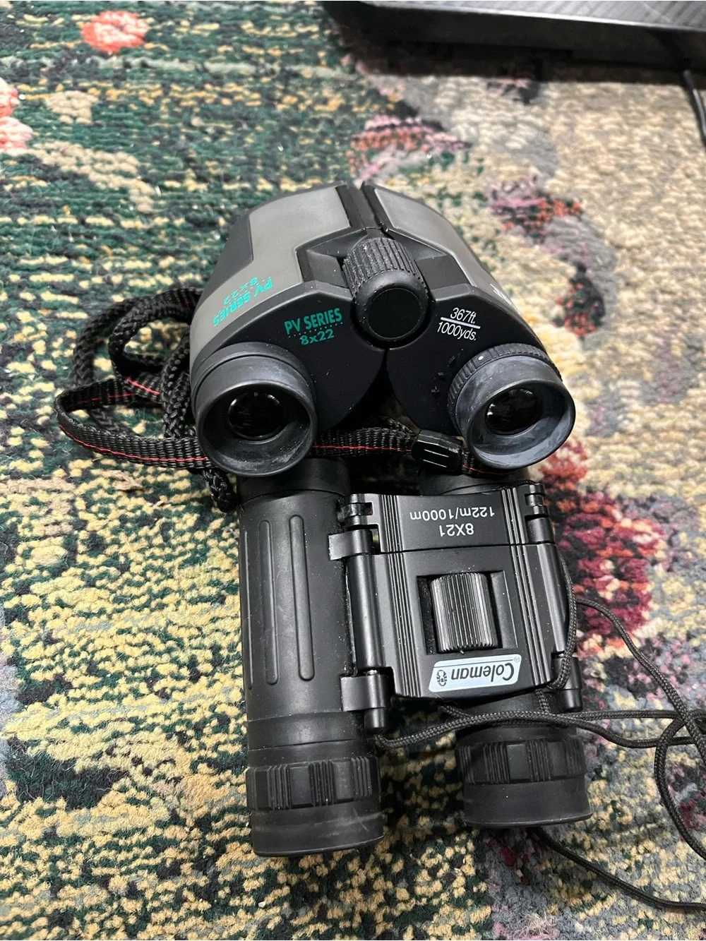 Coleman Black Compact Binoculars with Green Accents