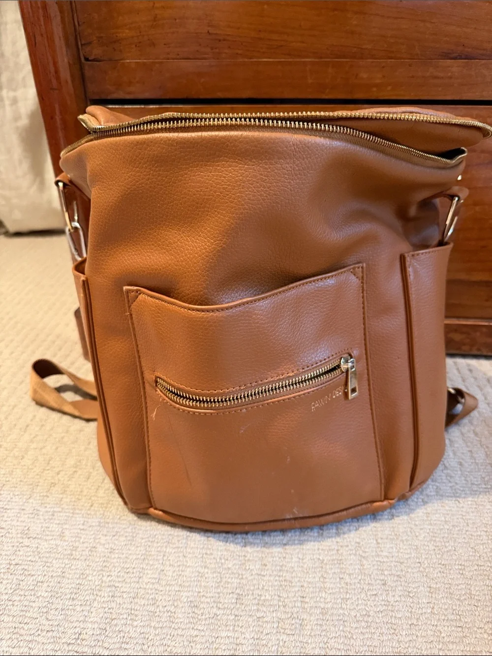 Fawn Design Baby Bag Backpack in Cognac Brown