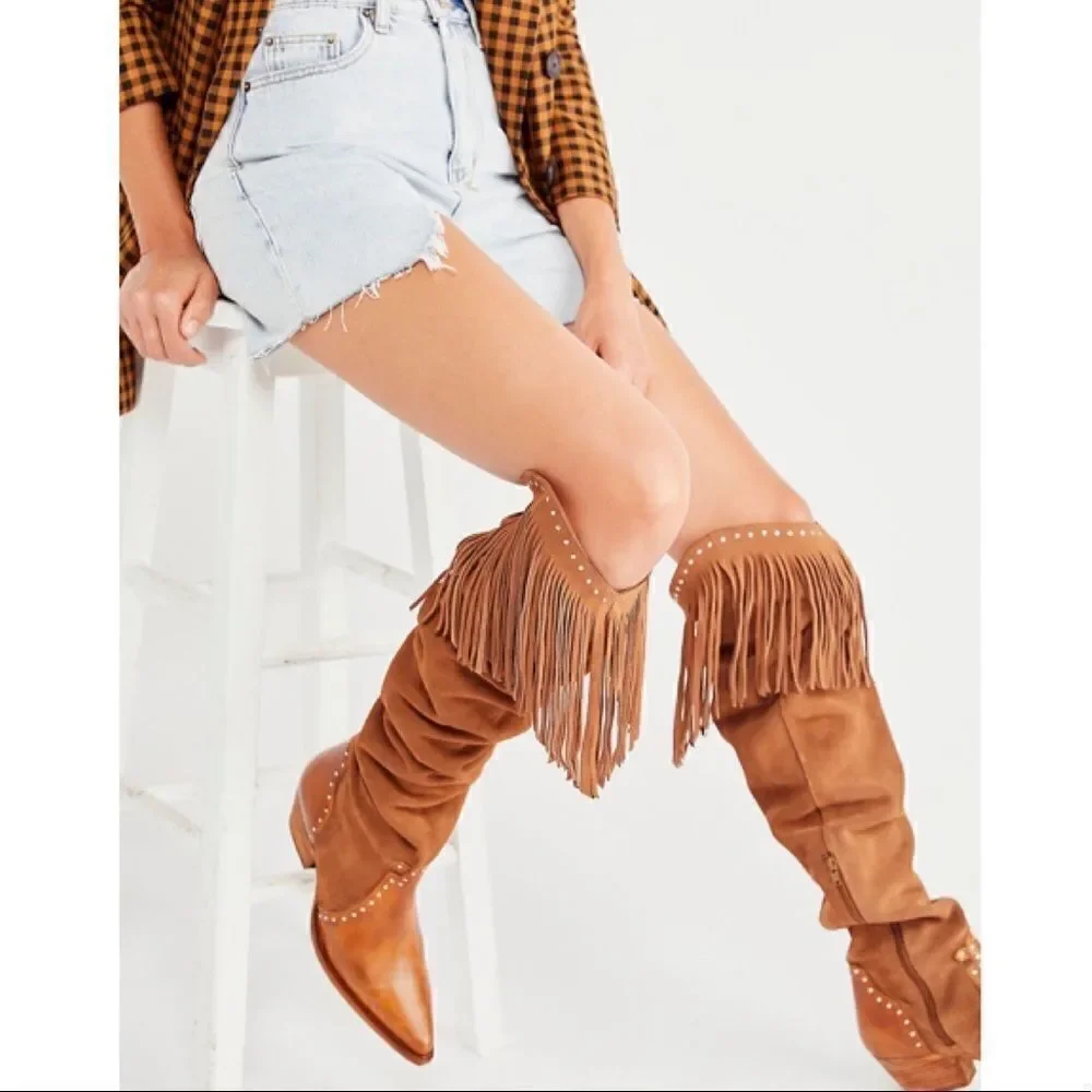 Free People Sage Fringe Over-The-Knee Boots