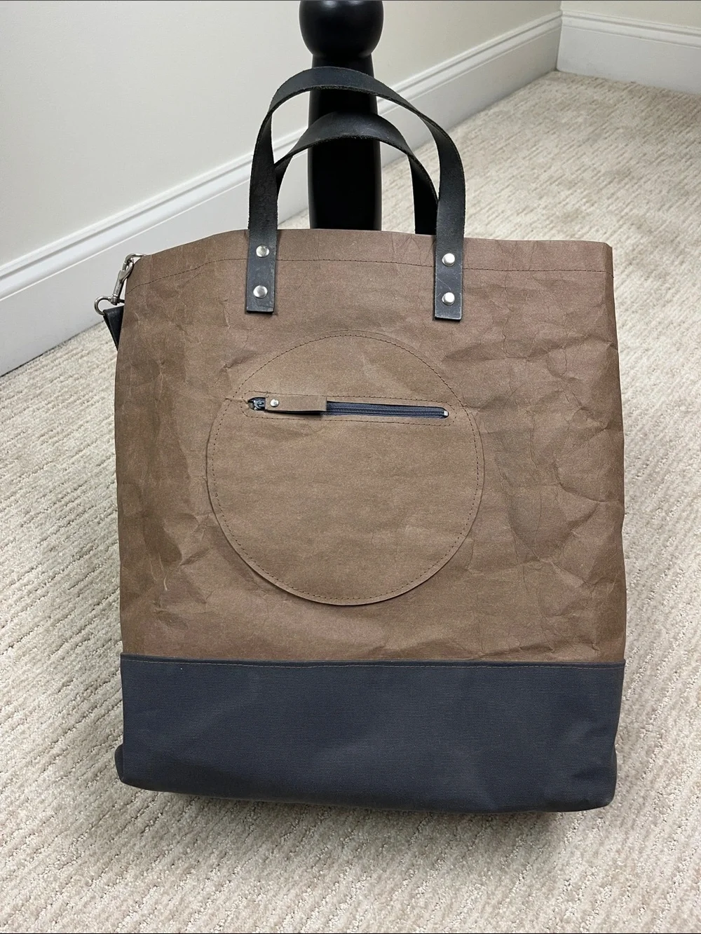Tote Bag Carryall Multifunction Brown and Dark Brown Minimal Zellstoff Durable