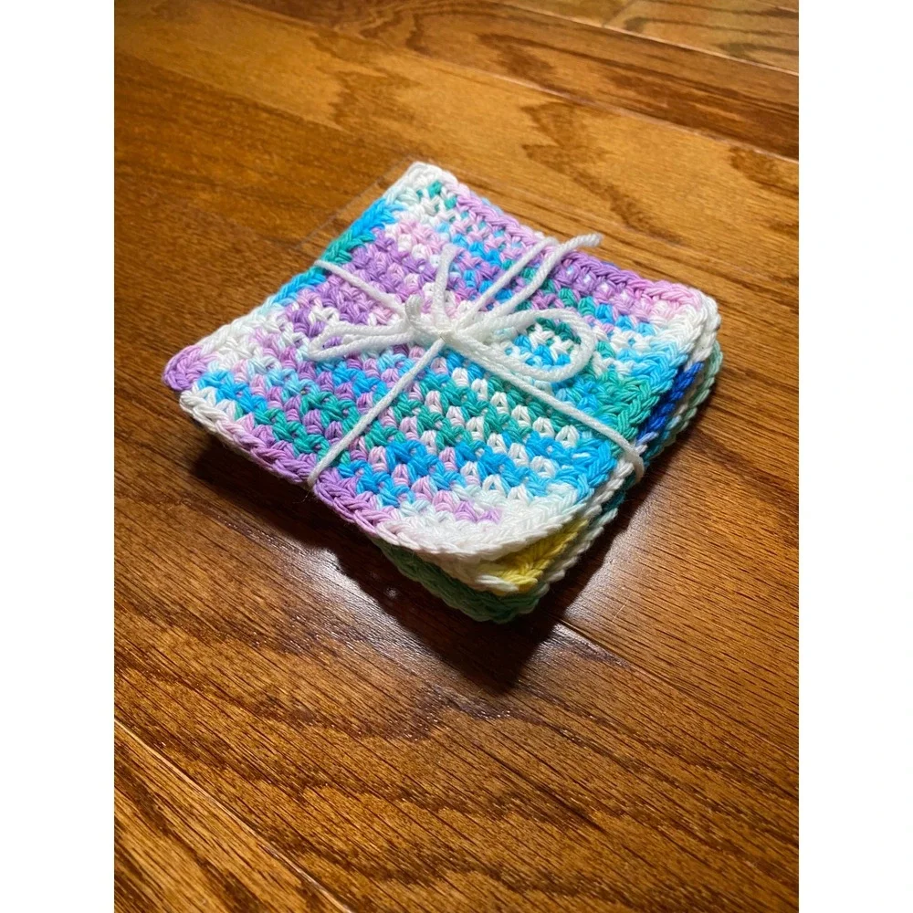 Set of 4 Handmade Crochet‎ Face Cloths
