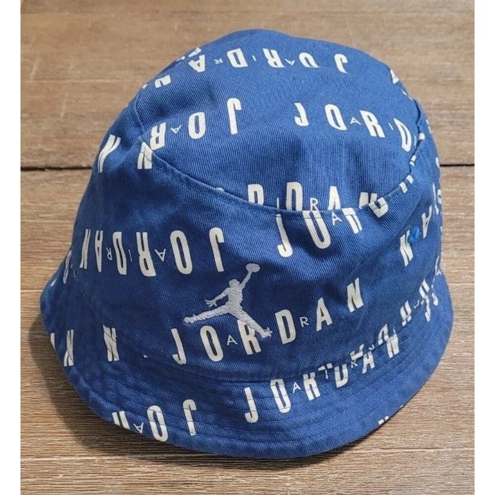 NIKE Air JORDAN PRINTED All Over  BUCKET Hat CAP Blue YOUTH SIZE