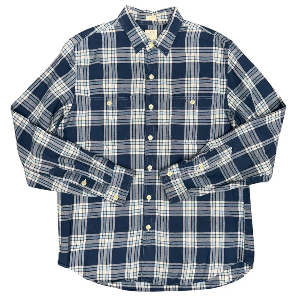 EUC Men's J. CREW Flannel Shirtings‎ Tailored-Fit Plaid Long Sleeve Shirt | Med.