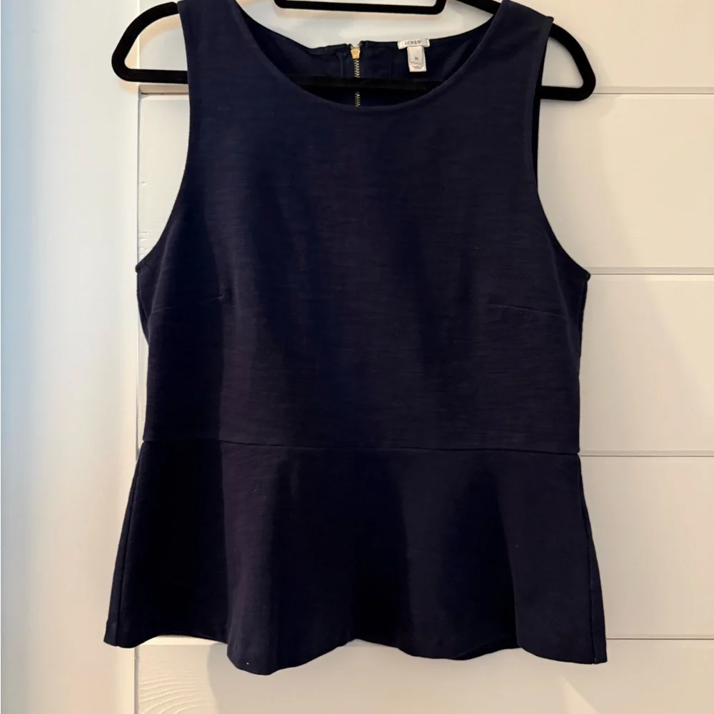 J. Crew Navy Sleeveless Peplum Top Vintage