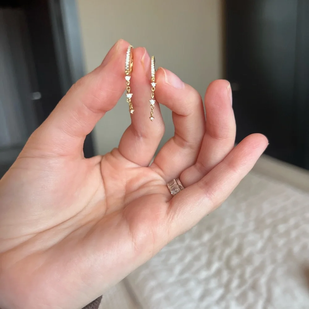 Electric Picks dainty ring and pair of dangly earrings