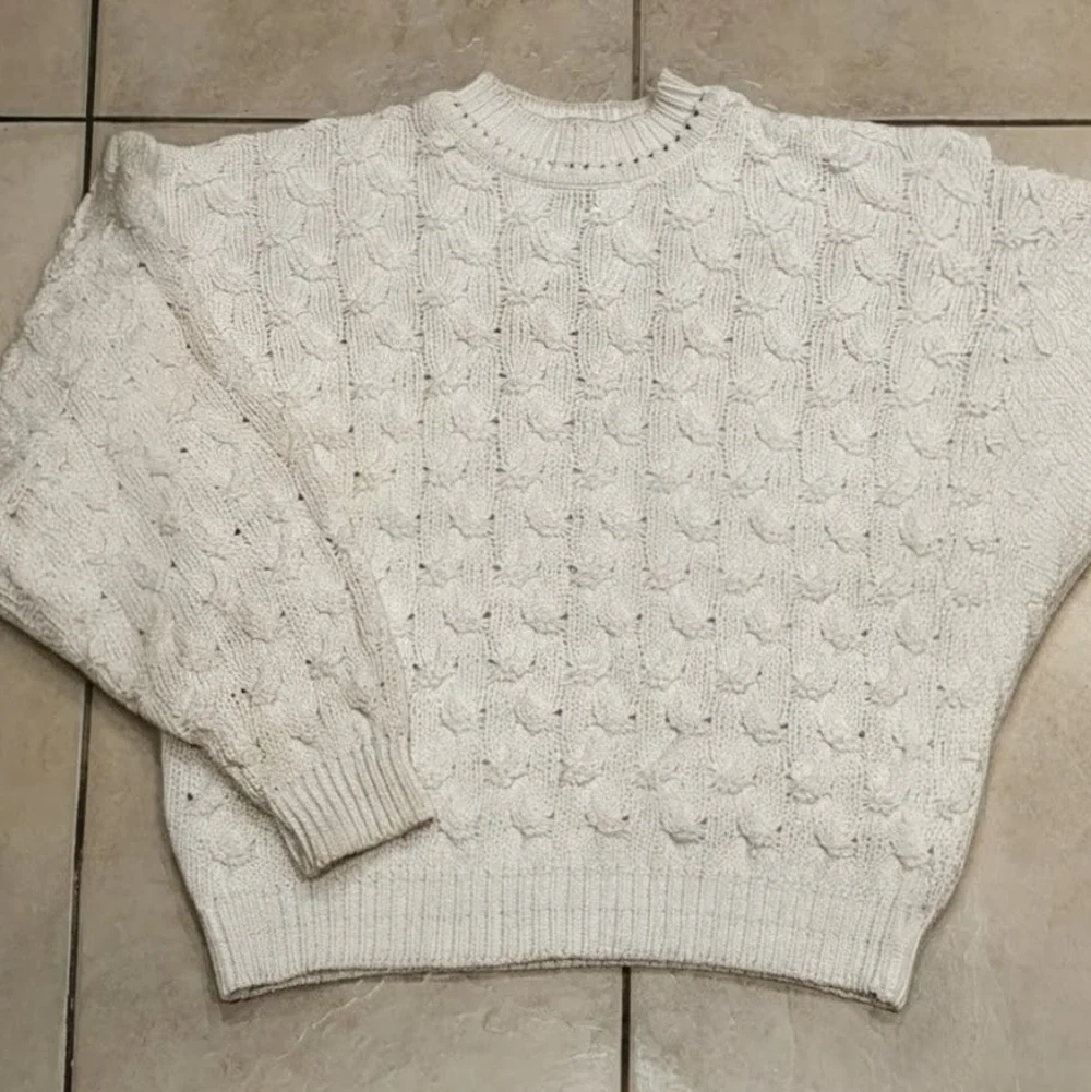 Vintage Ellis Island White Chunky Knit Sweater Size Large