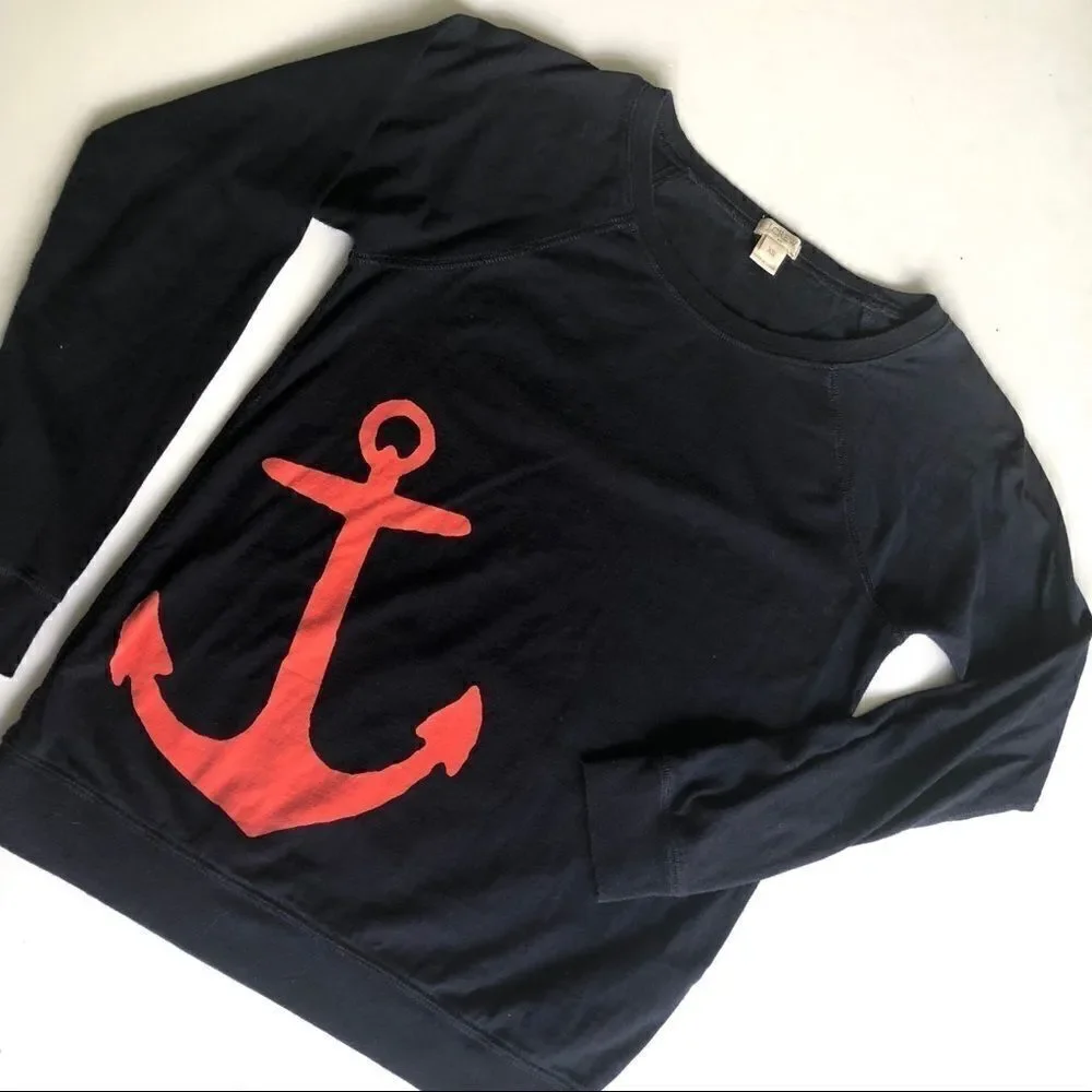 🎃J. Crew Navy Anchor Crew Long Sleeve
