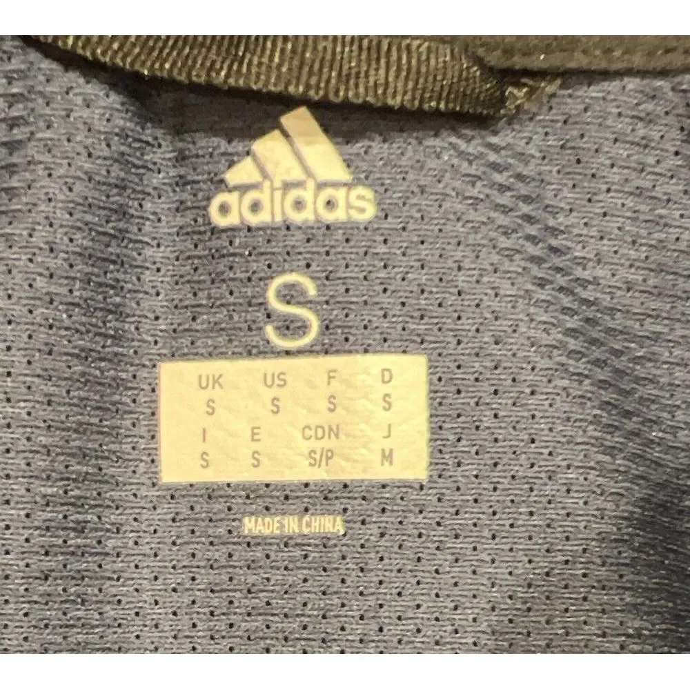 ADIDAS 1/4 Zip Batting Jacket Mens Shirt Triple Stripe Vented Short Sleeve USA S