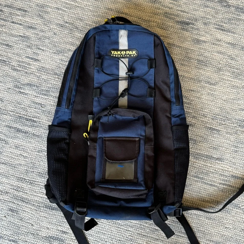 Yak Pak Blue and Black Backpack with Yellow Details