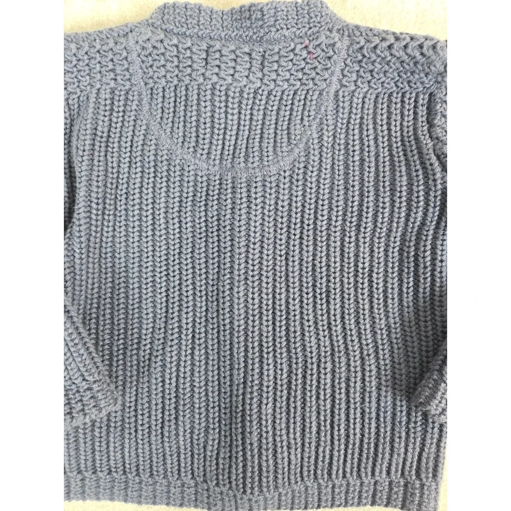 Ralph Lauren Baby Cardigan Sweater 9 Months Blue Cable Knit Expedition Patch Y2K