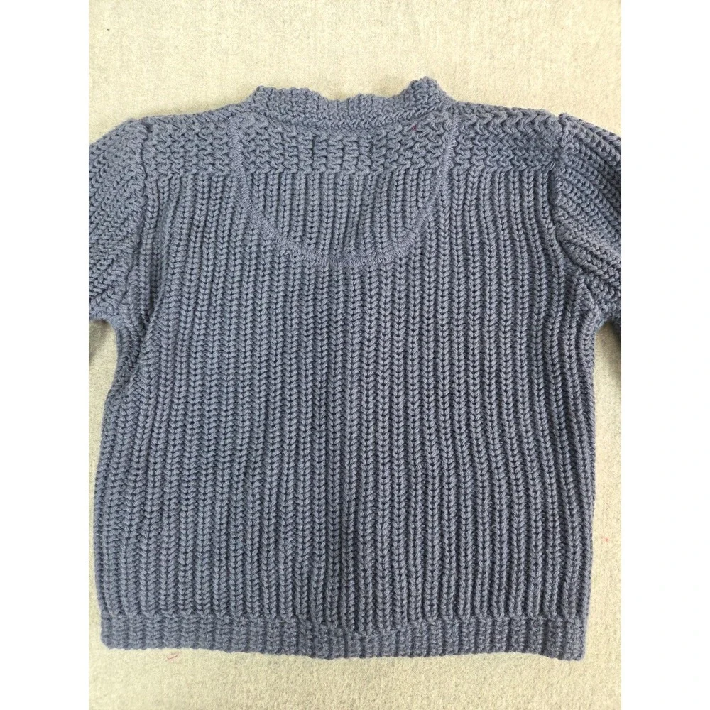 Ralph Lauren Baby Cardigan Sweater 9 Months Blue Cable Knit Expedition Patch Y2K