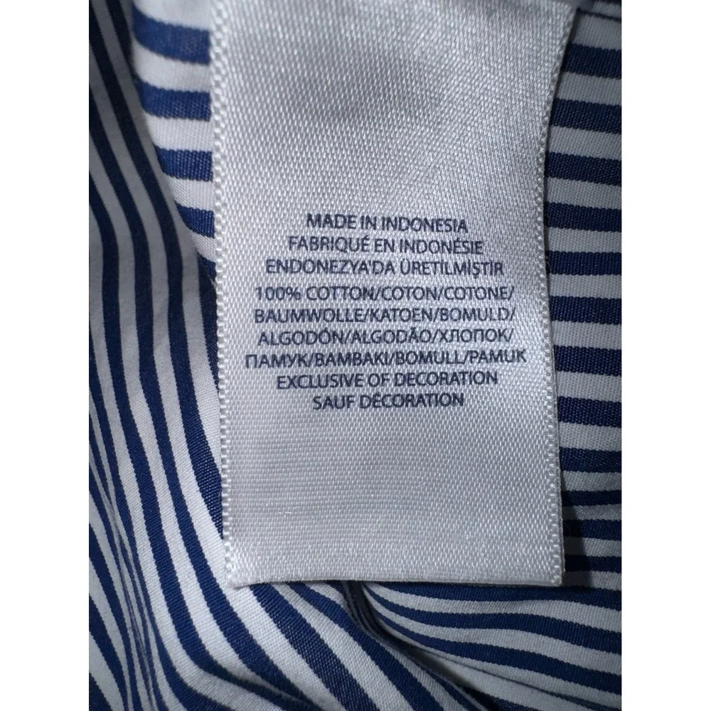 Ralph Lauren blue white striped button down green pony‎ boys XL 14-16