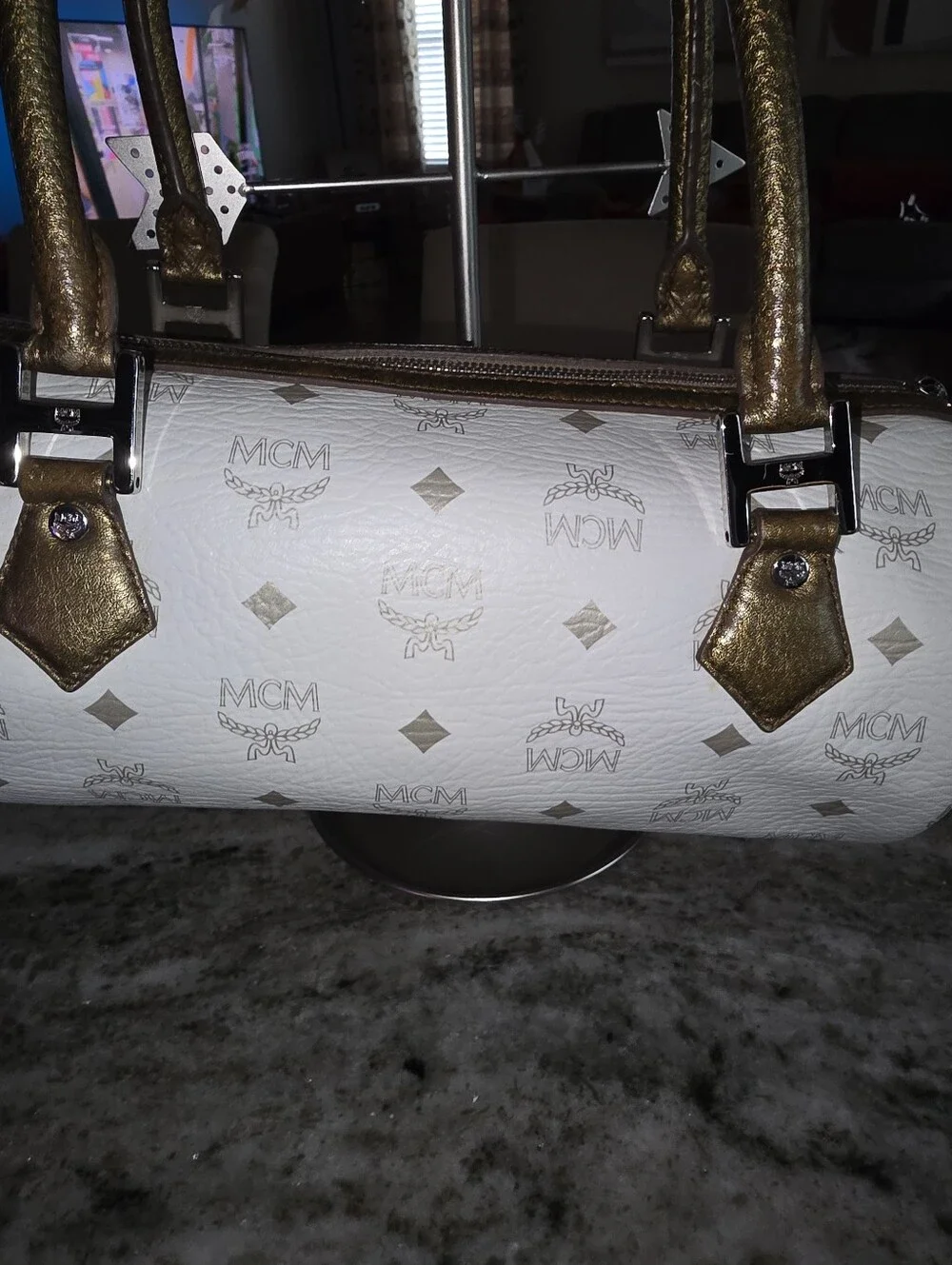 MCM barrel satchel