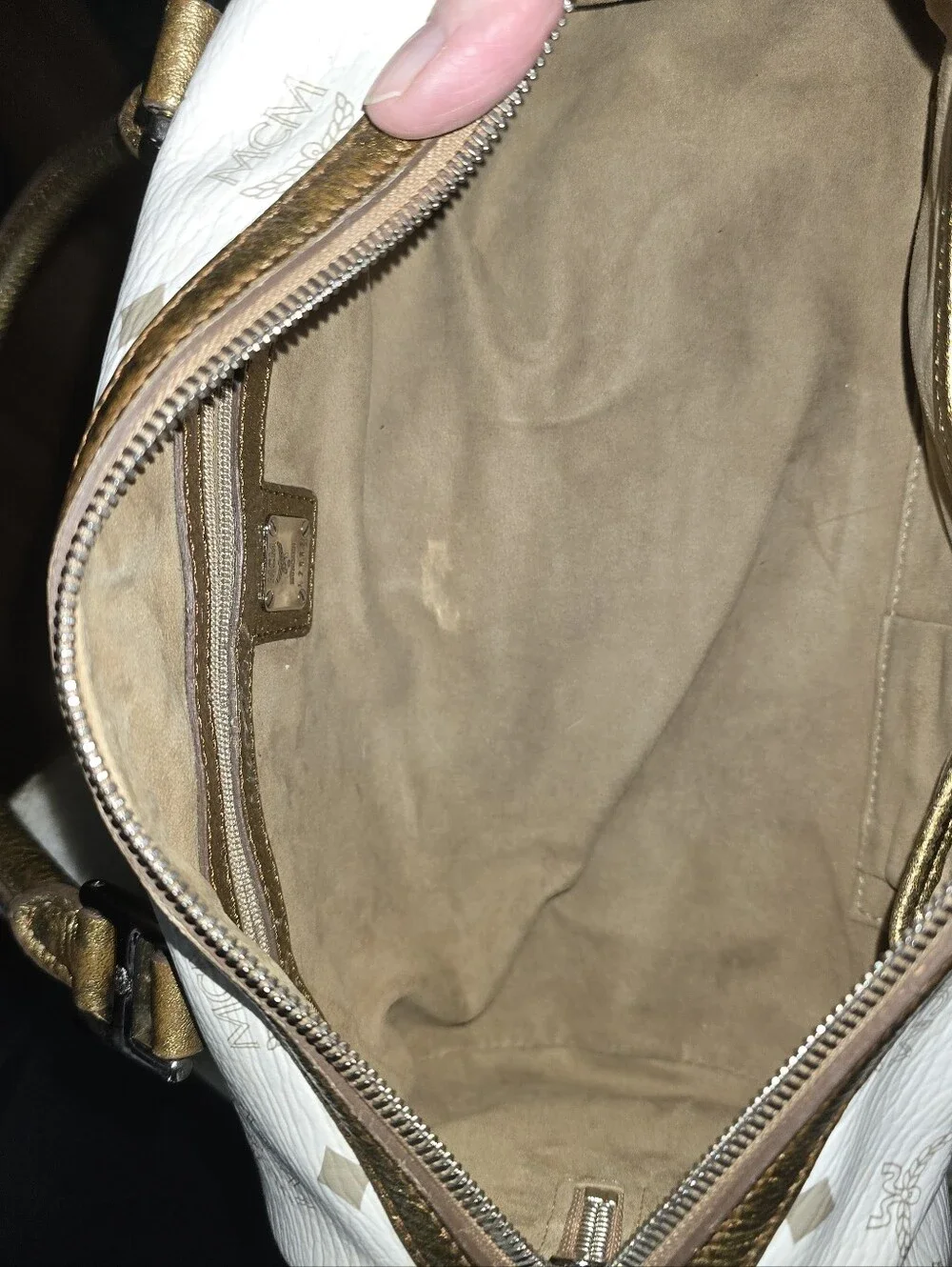 MCM barrel satchel