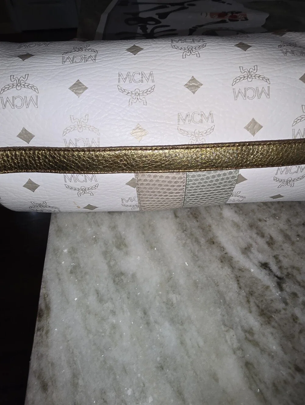 MCM barrel satchel