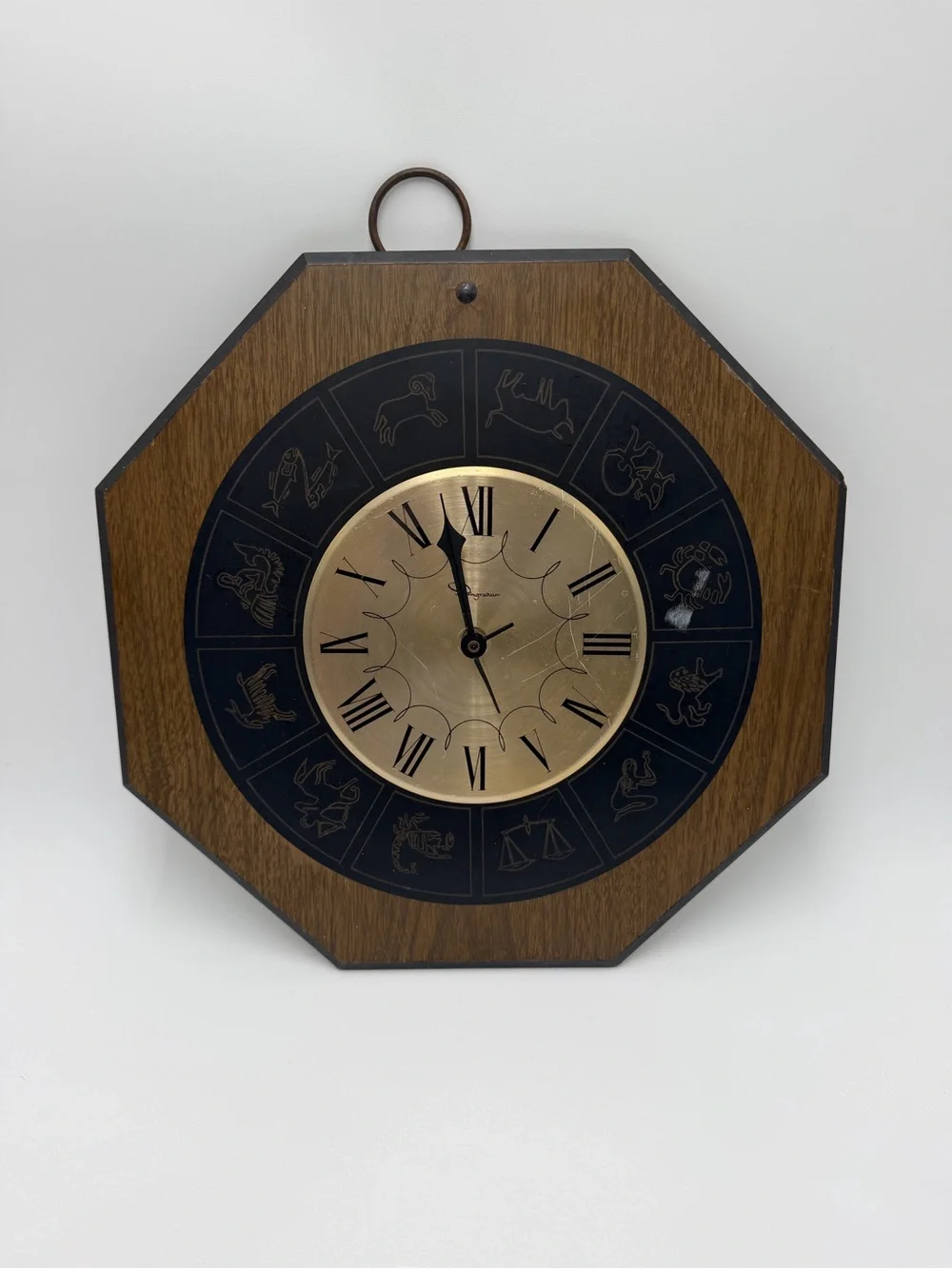 Vintage Ingraham Zodiac Wall Clock: 1960s Mid Century Astrological Decor SEE DES
