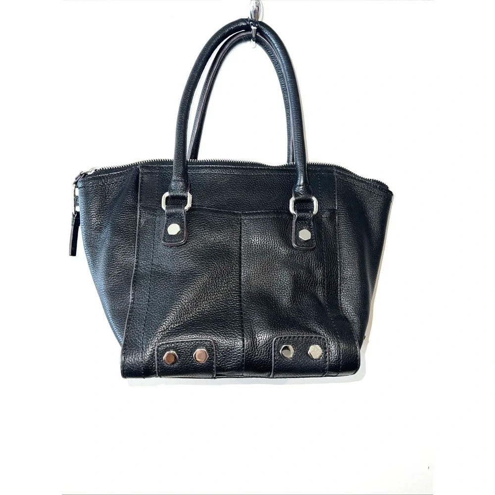 VTG TIGNANELLO Black Pebbled Leather Satchel Crossbody HandBag Handles‎ + Strap