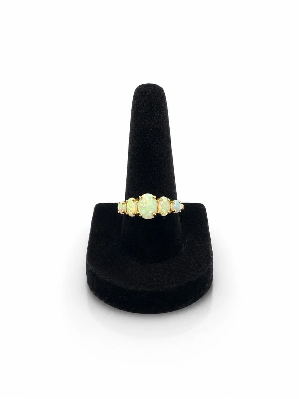 Opal Iridescent Victorian Style Round Multiple Gemstone Size 8 Silver Ring