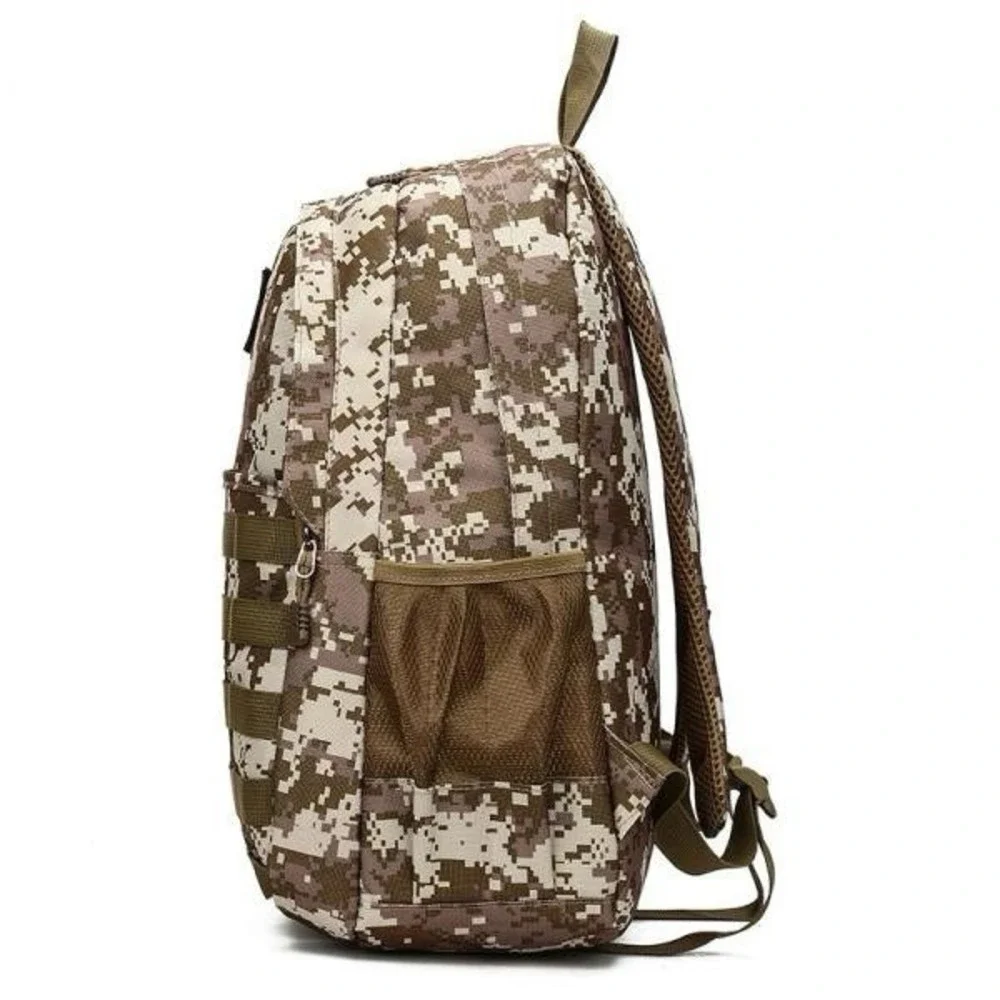 Brown Digital Camouflage Water Resistant School Backpack with 3 Compartments New