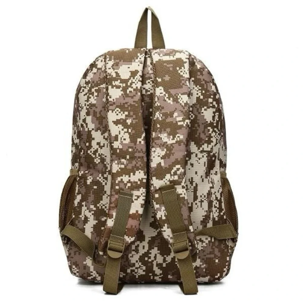 Brown Digital Camouflage Water Resistant School Backpack with 3 Compartments New