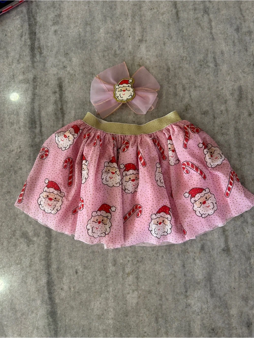 Little Me Pink Santa Tutu Skirt with Bow Size 3+