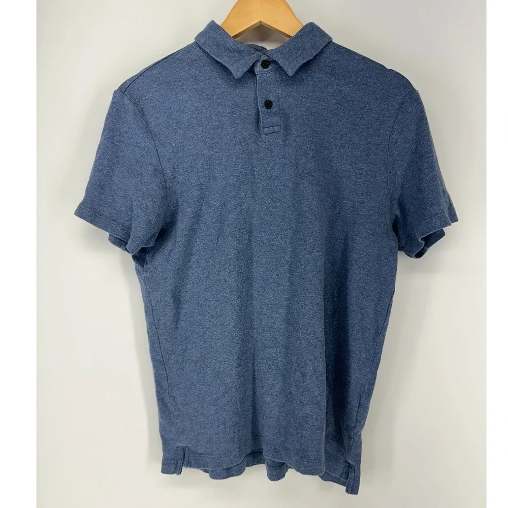 Banana Republic Polo Shirt Mens M Blue Short Sleeve Heathered Knit Casual Top