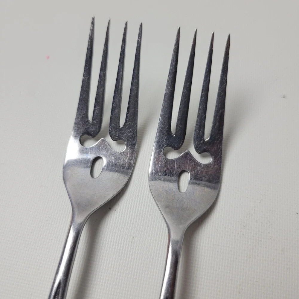 Ekco Eterna Santiago Salad Forks 2pc Vintage Custom Stainless Japan Floral MCM