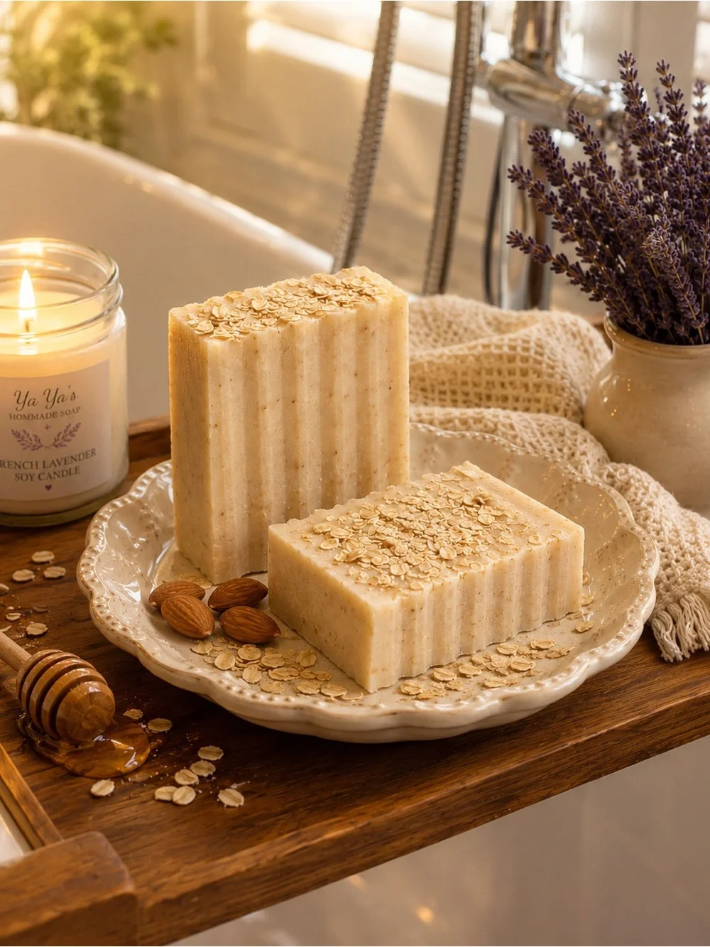 Almond Oatmeal & Honey Natural Soap Bar — Cream