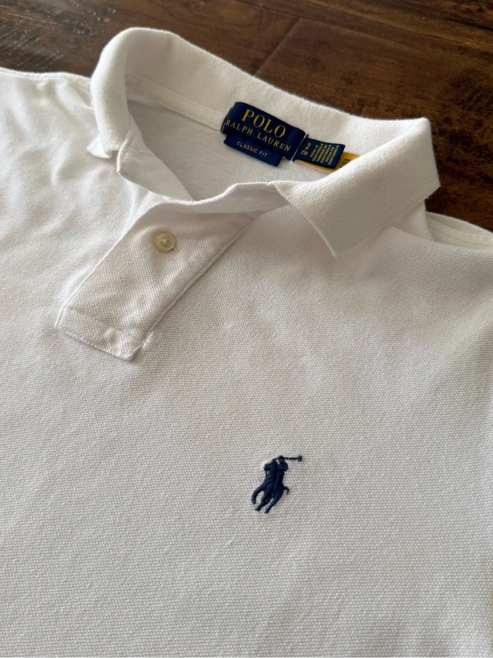 Ralph Lauren White Polo with Navy Pony Logo