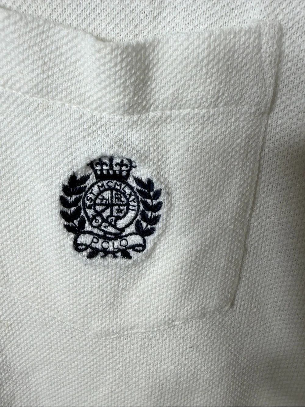 Polo Ralph Lauren Linen Blend Pocket Polo Shirt White Crest Custom Fit L