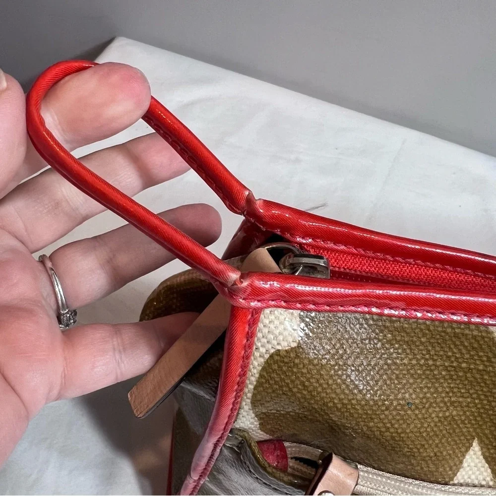 Kate Spade xl toiletries case bag pouch mod  brown burnt red/orange cream