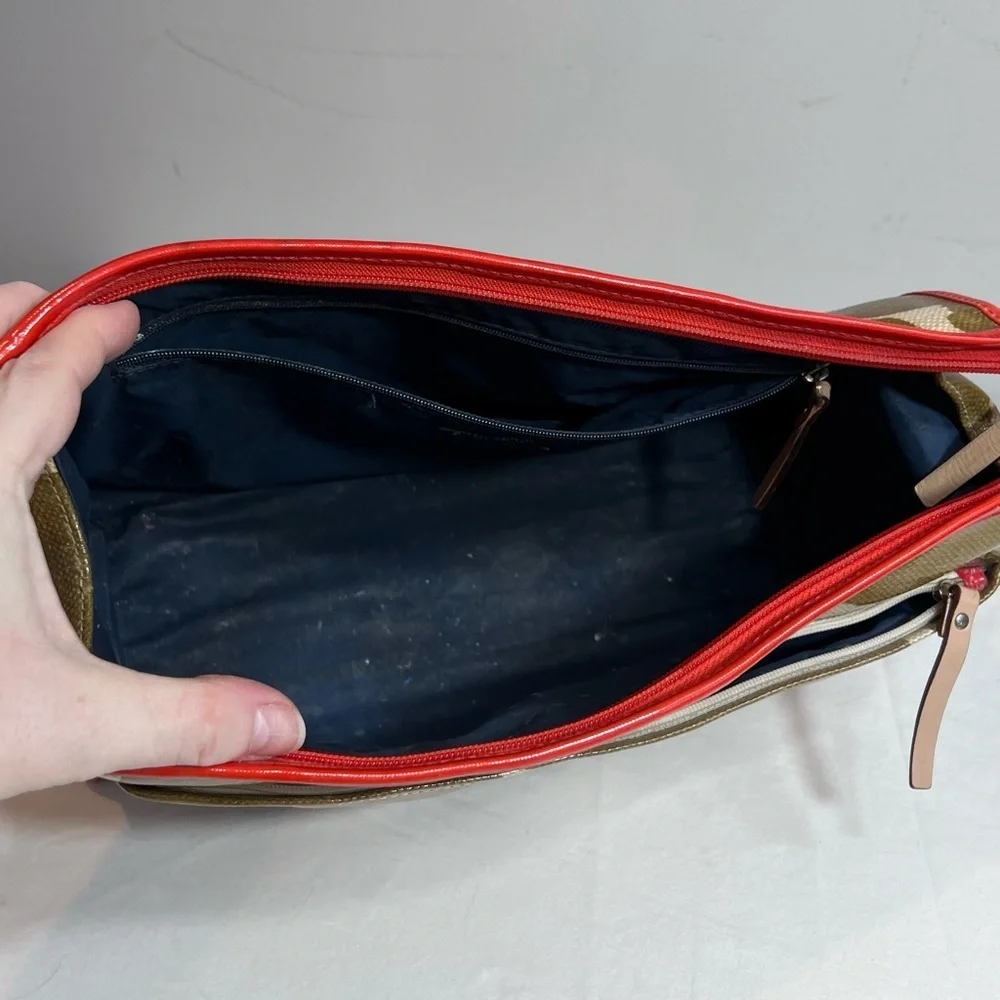 Kate Spade xl toiletries case bag pouch mod  brown burnt red/orange cream