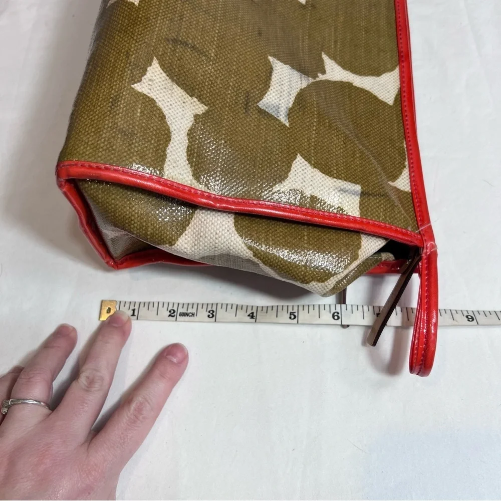 Kate Spade xl toiletries case bag pouch mod  brown burnt red/orange cream
