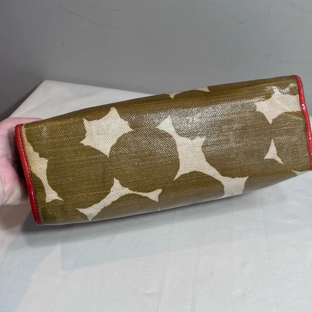 Kate Spade xl toiletries case bag pouch mod  brown burnt red/orange cream