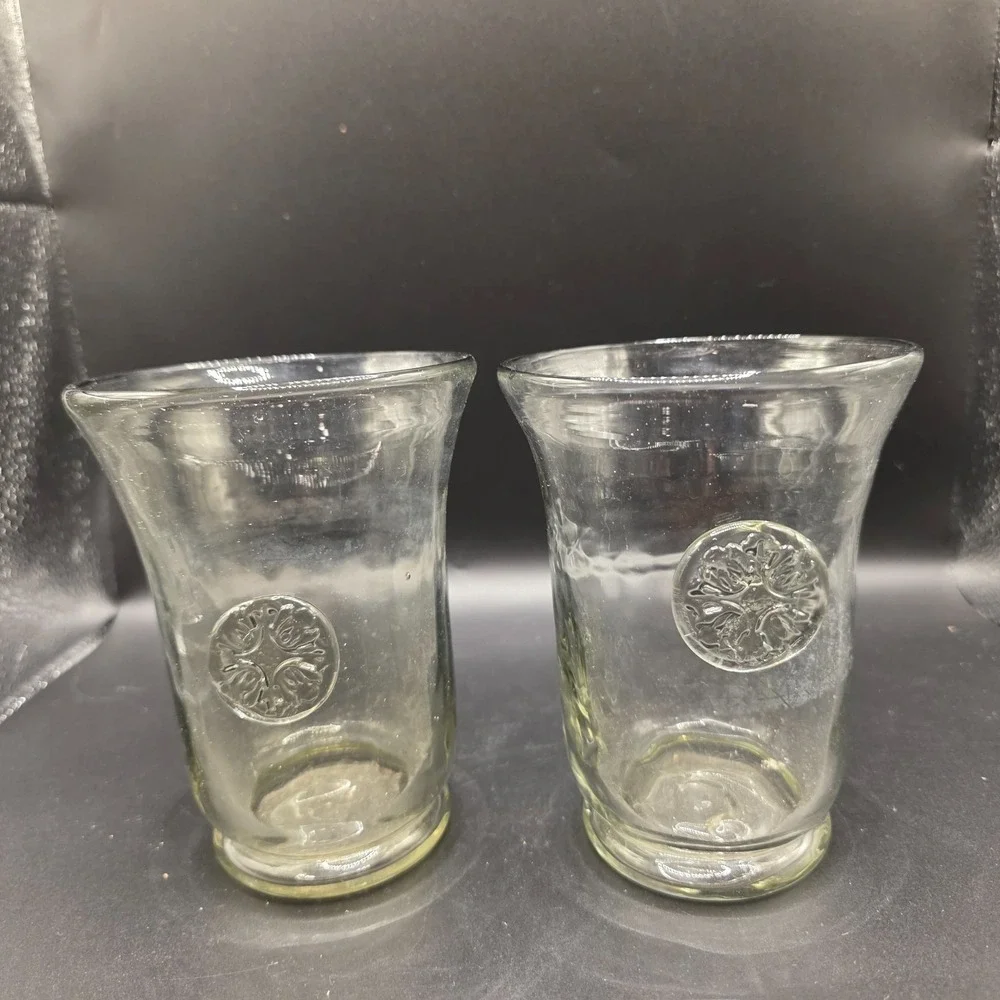 Skyros‎ Designs Eternity Tumbler Artisan Handblown Glass Medallion Design Set 2