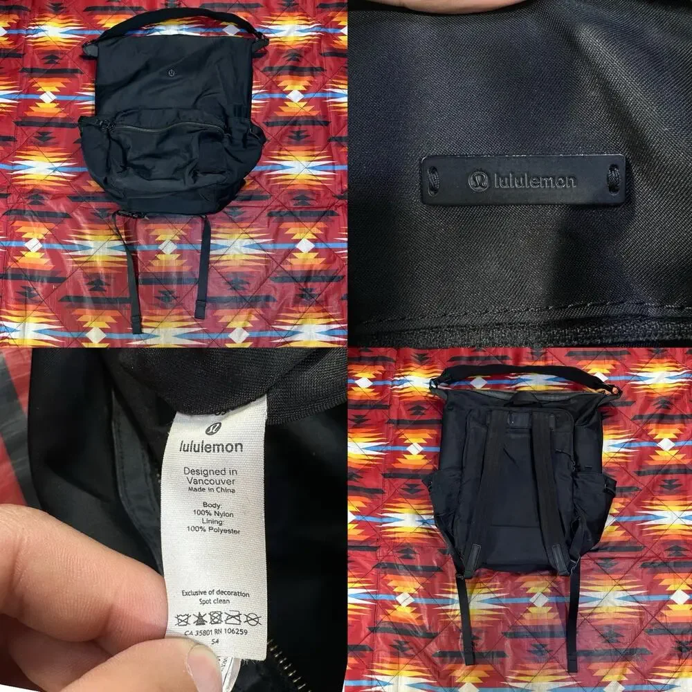 lululemon Easy Days Black Backpack & Tote Bag Laptop FLAWS