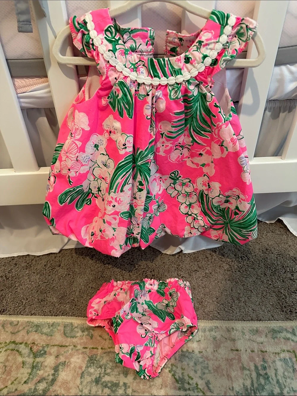 Lilly Pulitzer Hot Pink Floral Bubble Dress with Matching Bloomers