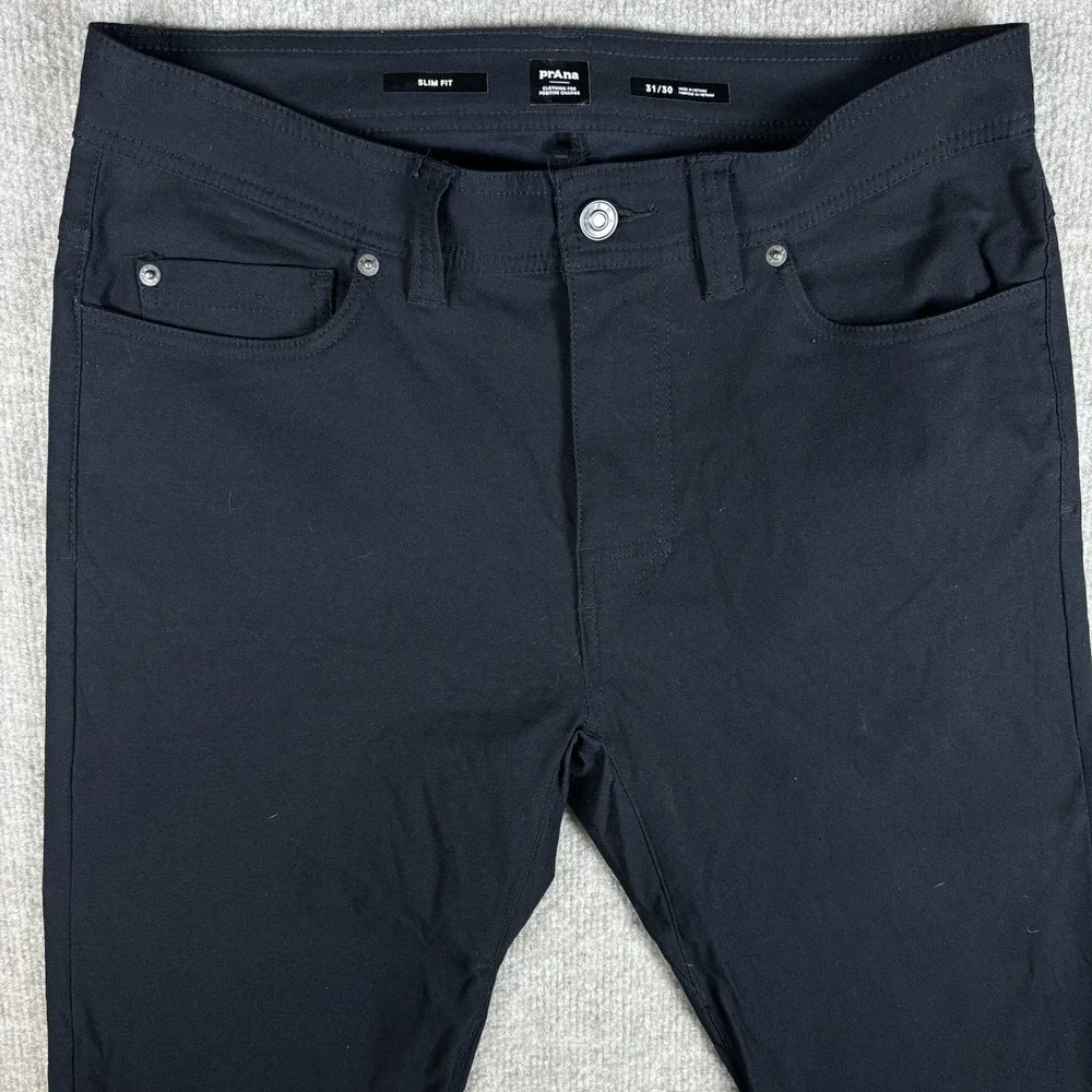 Prana Slim Fit Pants Mens 31x30 Black Stretch 5 Pocket Performance Hiking