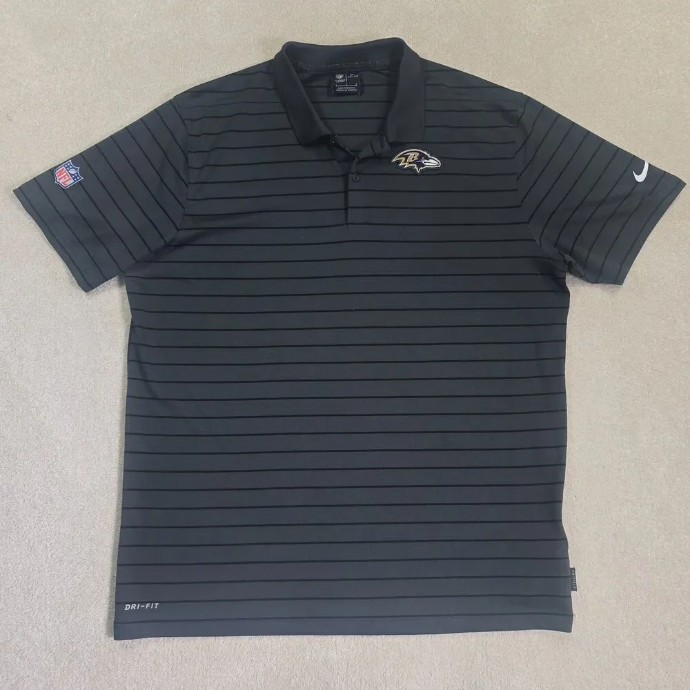Baltimore Ravens Shirt Men's Large Gray NFL Football Dri Fit On Field Nike Polo