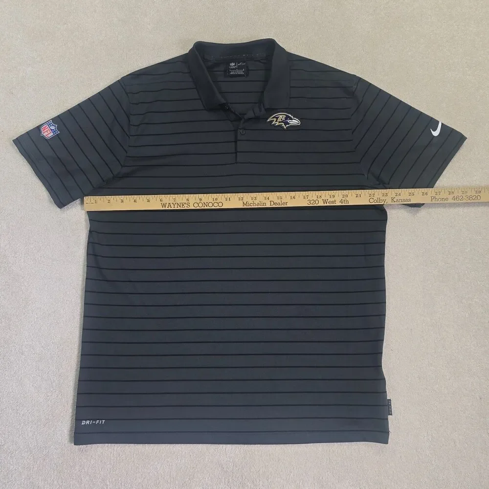 Baltimore Ravens Shirt Men's Large Gray NFL Football Dri Fit On Field Nike Polo
